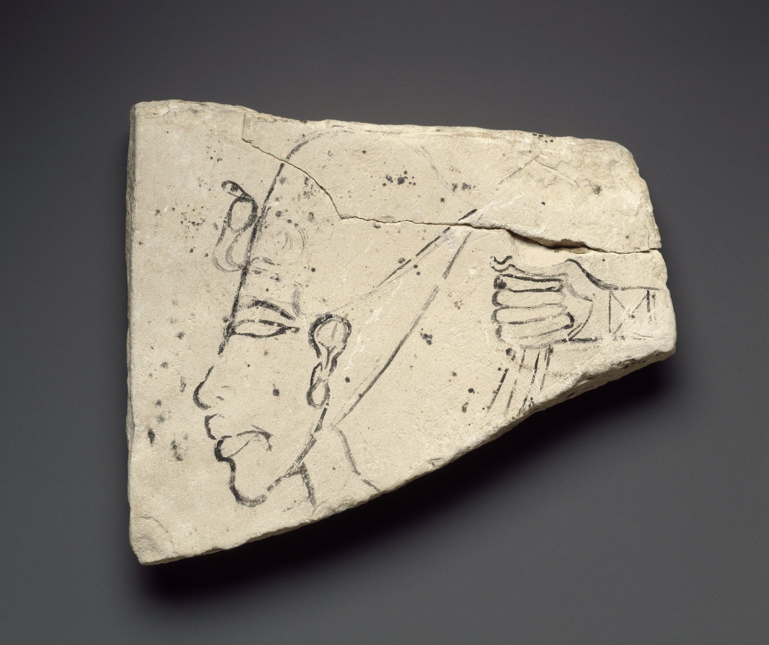 Figured Ostracon with Head of Akhenaten