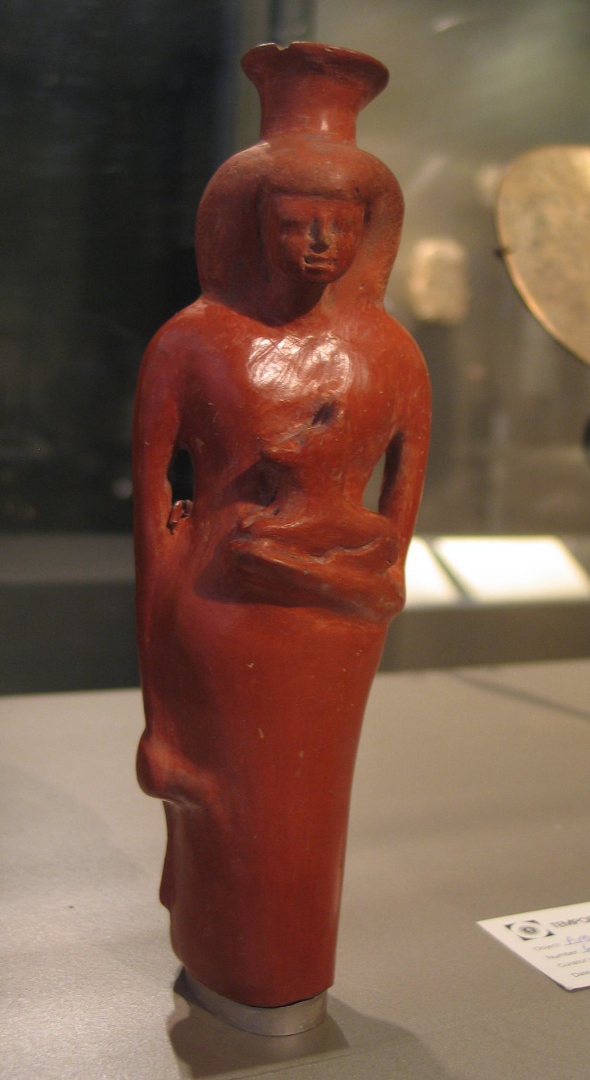 Figure Vase of Woman Holding Dog