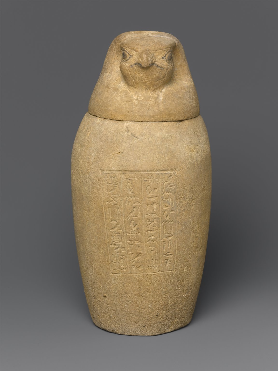 Canopic Jar and Lid (Depicting a Hawk)