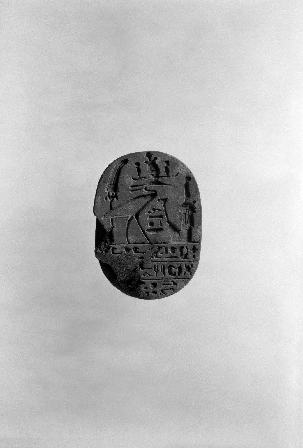 Heart Scarab with Scene of the Goddess Ma`at and a Phoenix