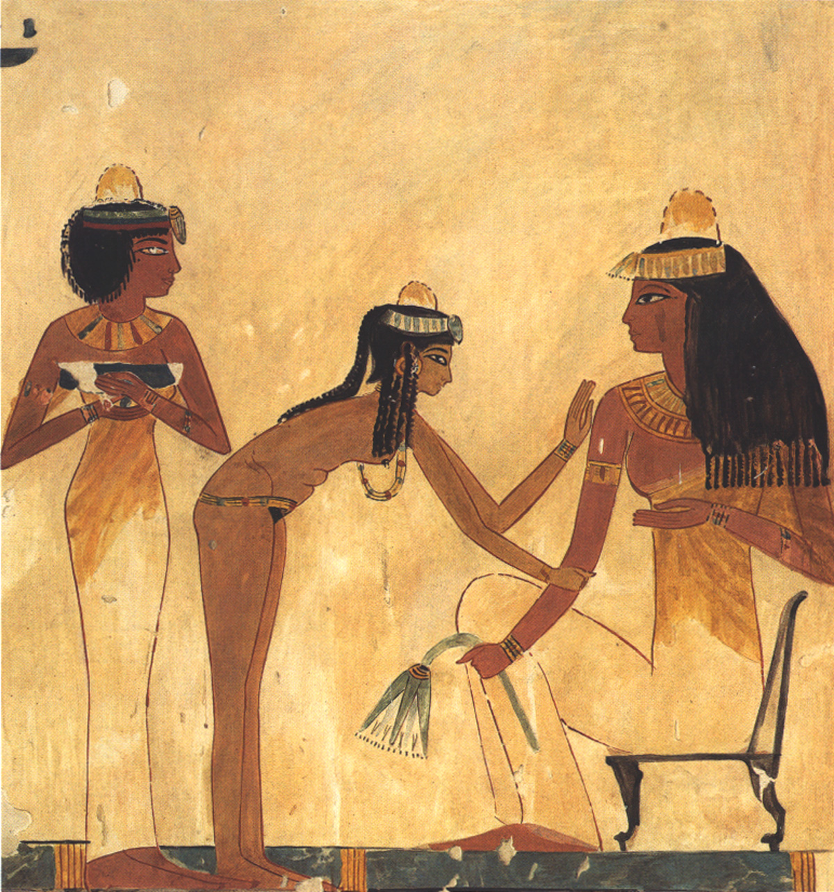 Seated woman with Two Female Servants