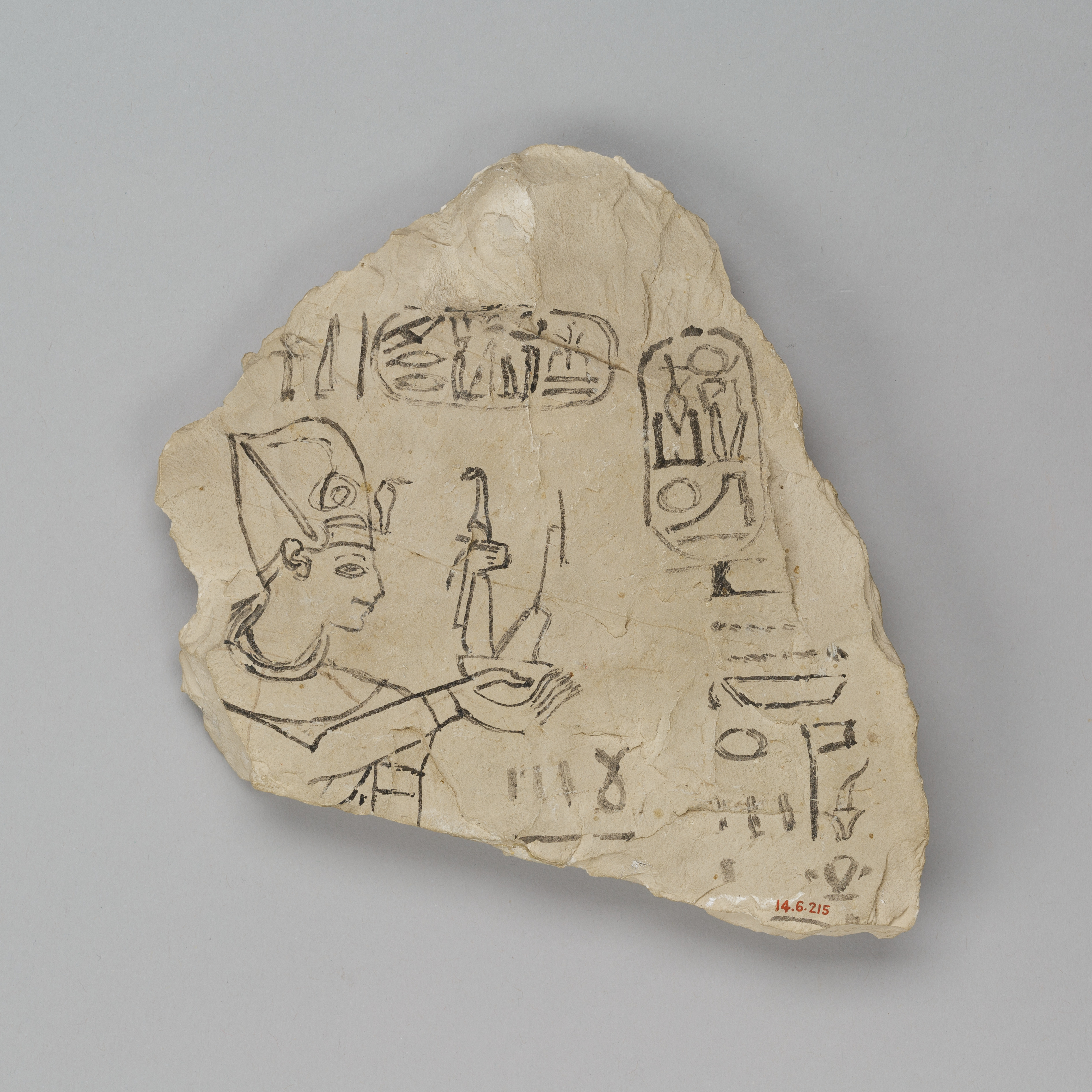 Ostracon depicting Ramesses IX offering Maat, attributed to the chief draftsman Amenhotep