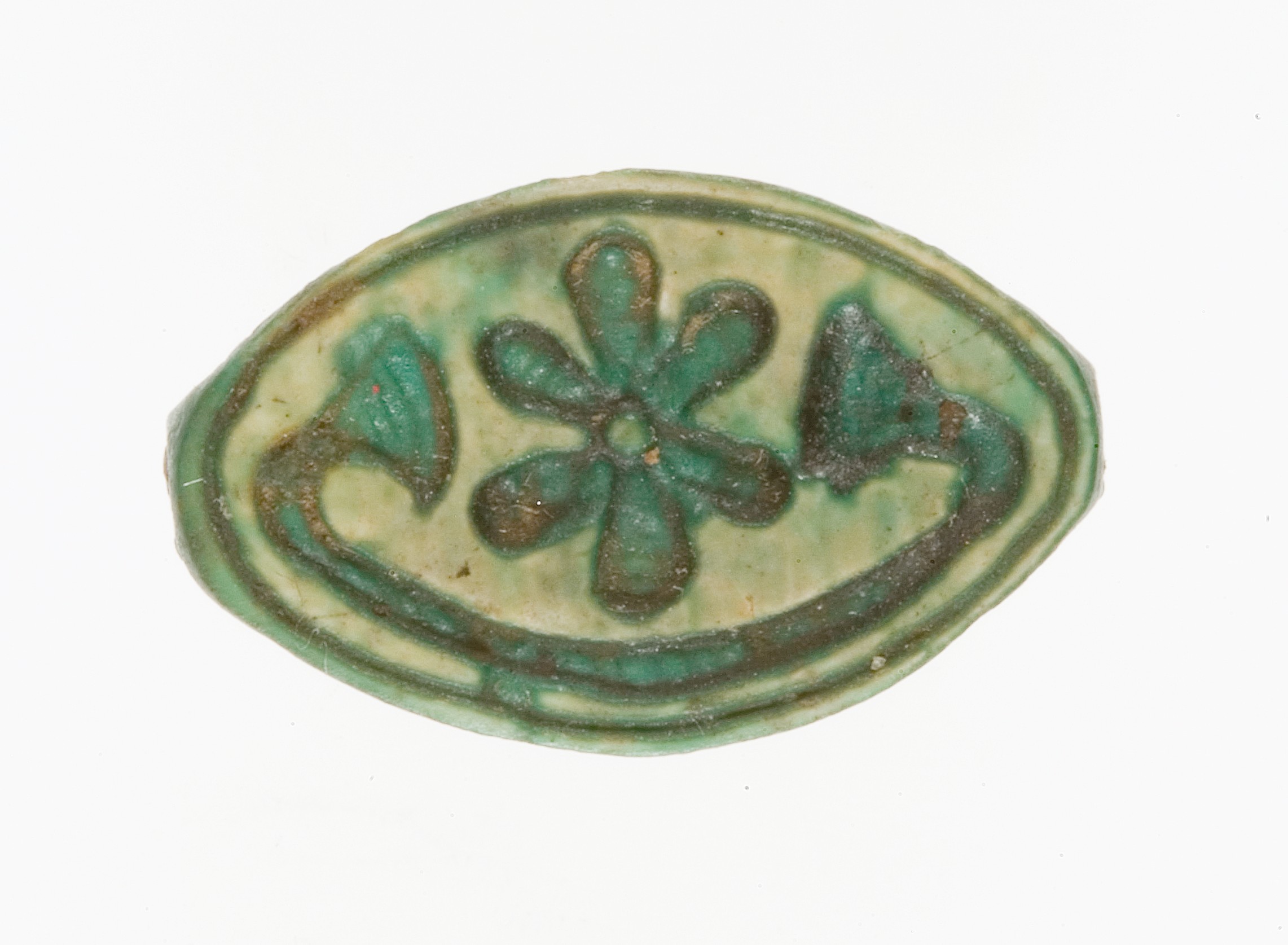 Cowroid Seal Amulet Inscribed with a Decorative Motif