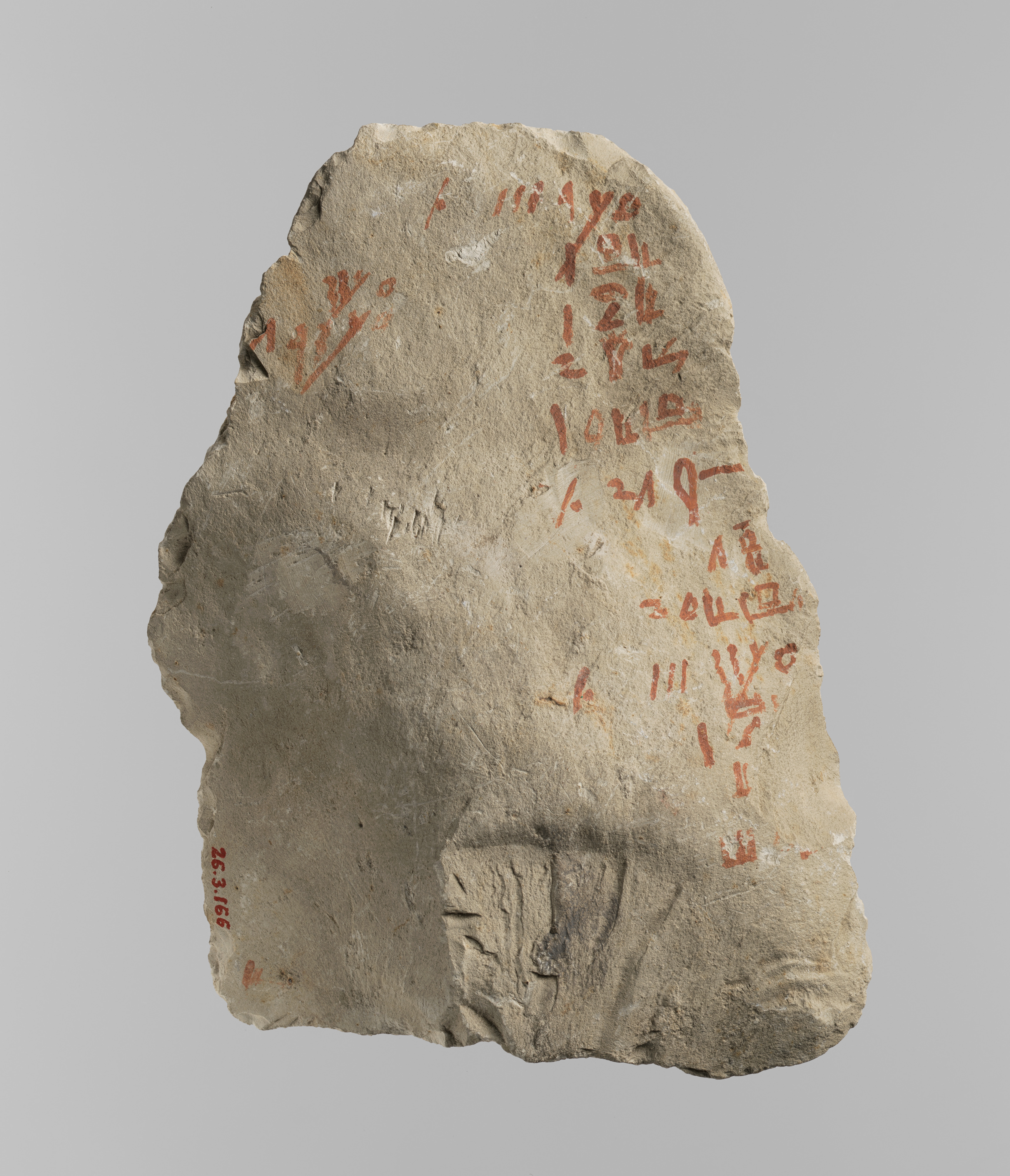 Hieratic ostracon with one column of accounts