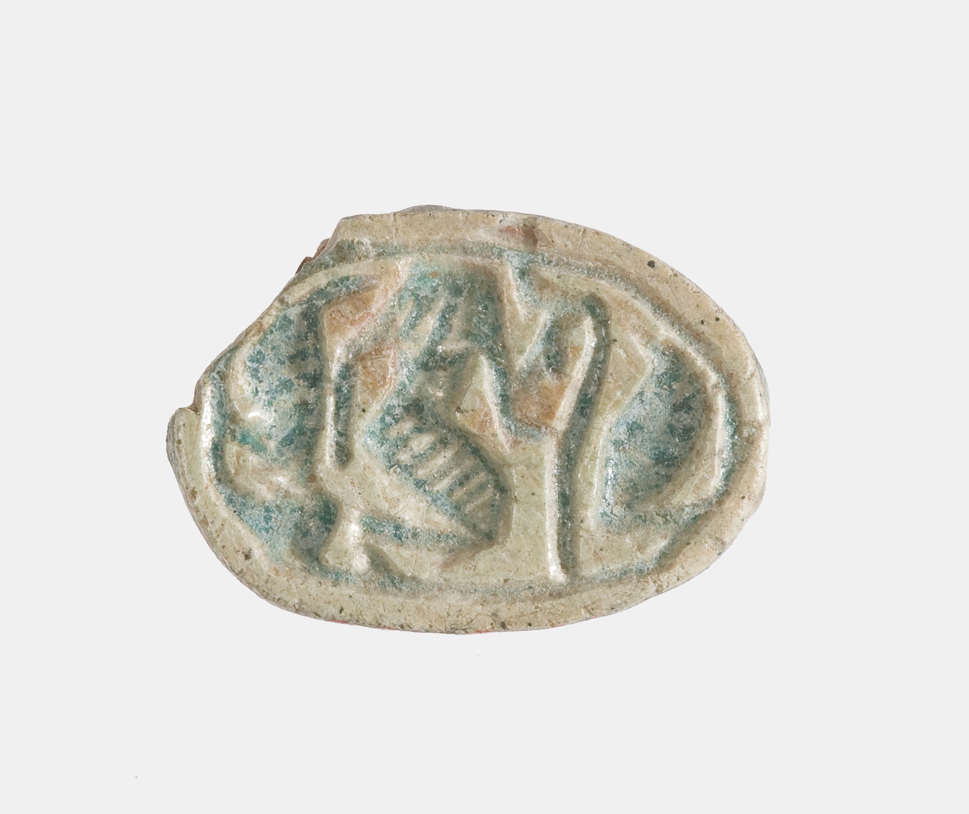 Scarab with the Representation of a Falcon-headed Figure Between Uraei