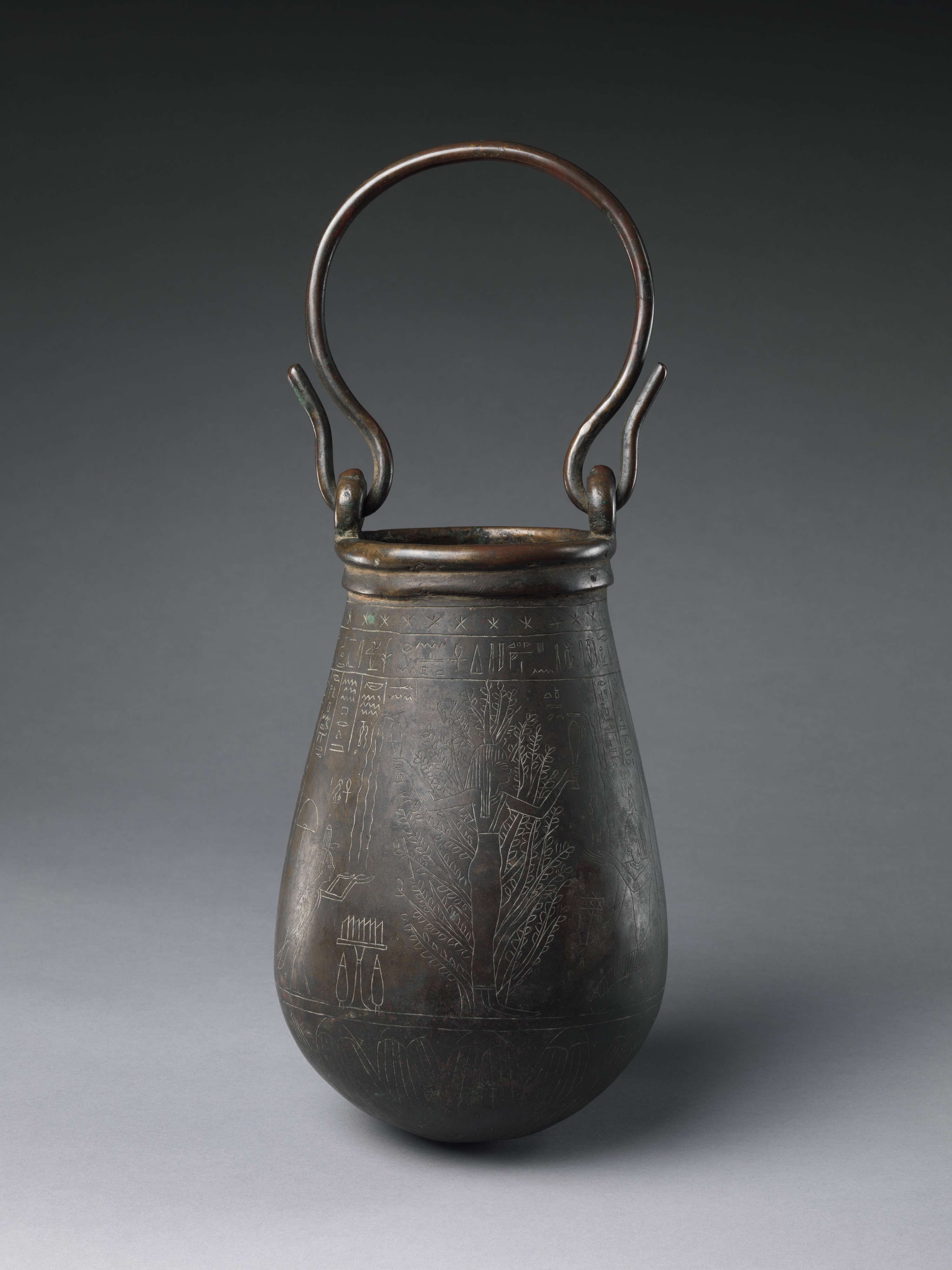 Ceremonial Situla of the 'Great Praised' Penmin showing  Nut as a tree-goddess, and Osiris, Isis, Nephthys, and Harsiese