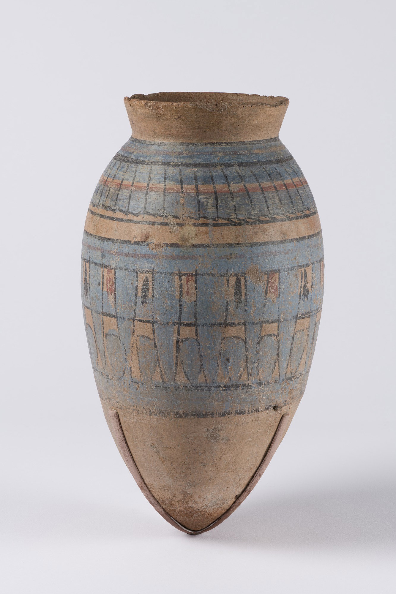 Blue-painted Storage Jar