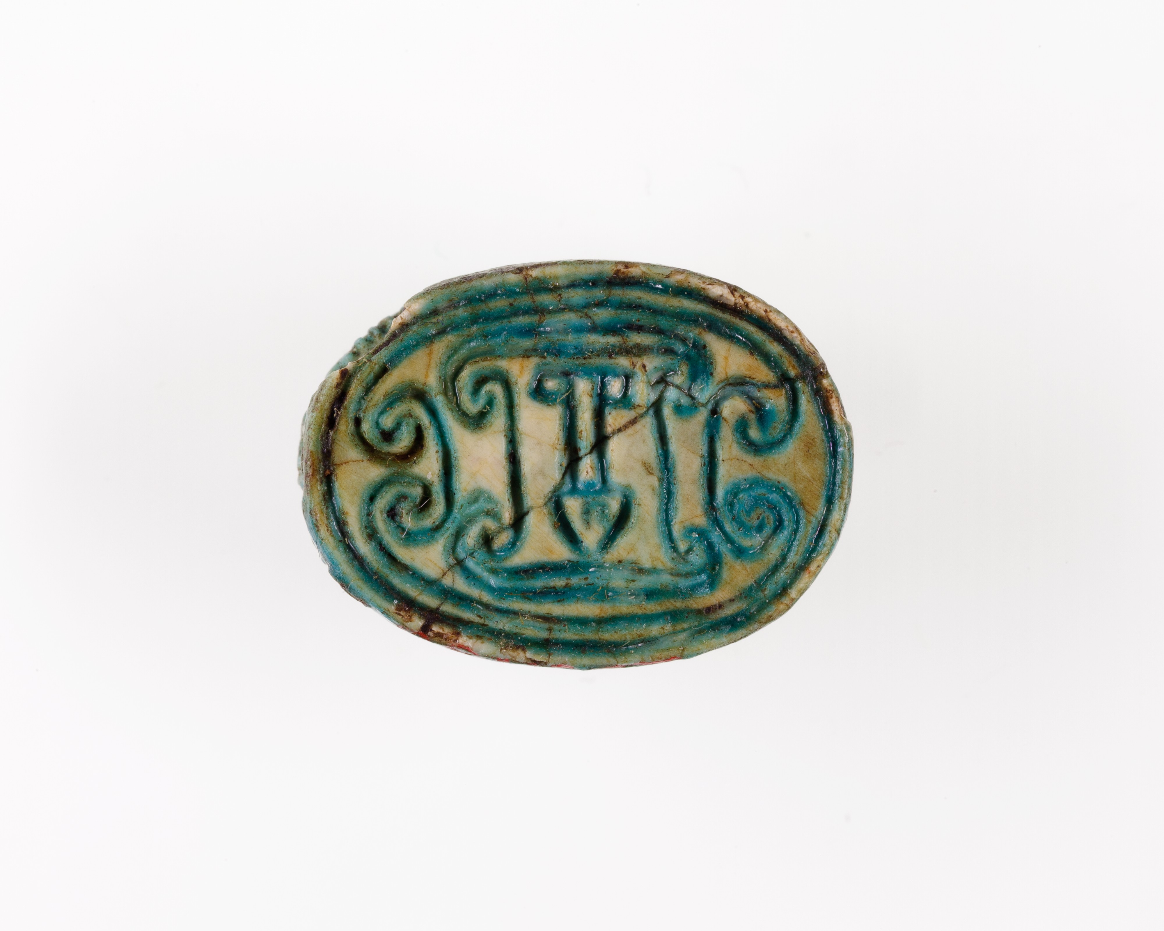 Scarab Incised with Nefer Sign and Scrolls