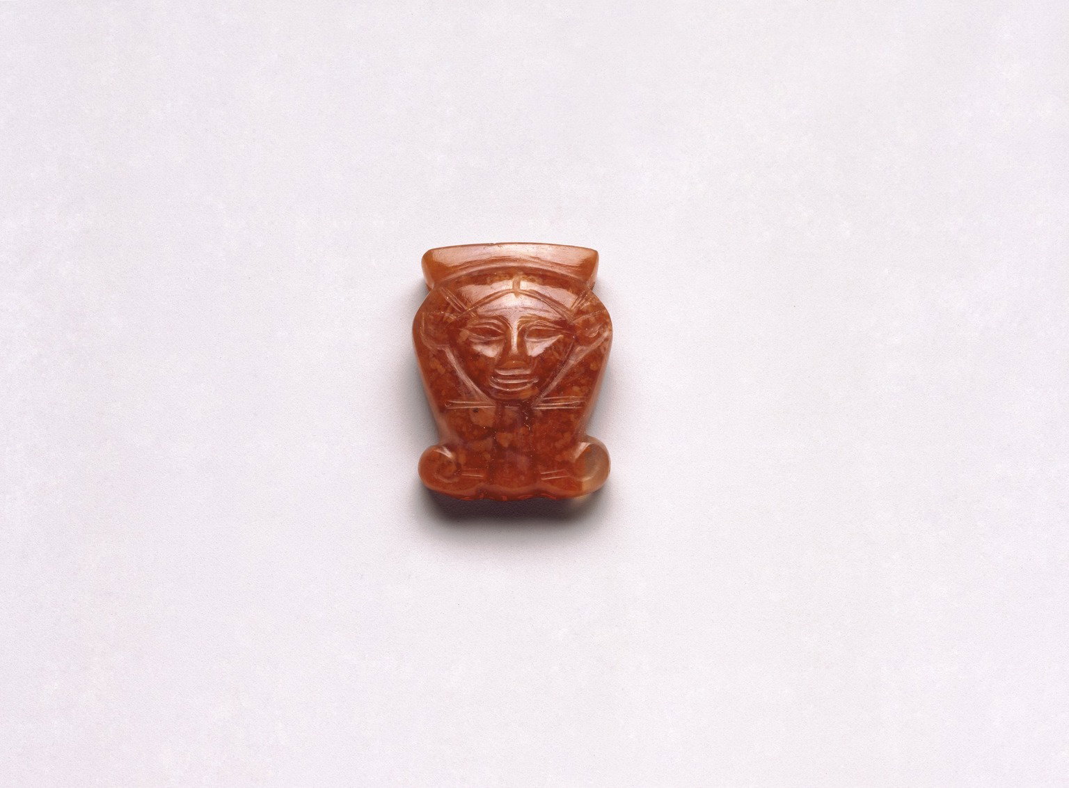 Amulet in Form of Hathor Head Inscribed for Hatshepsut & Senenmut