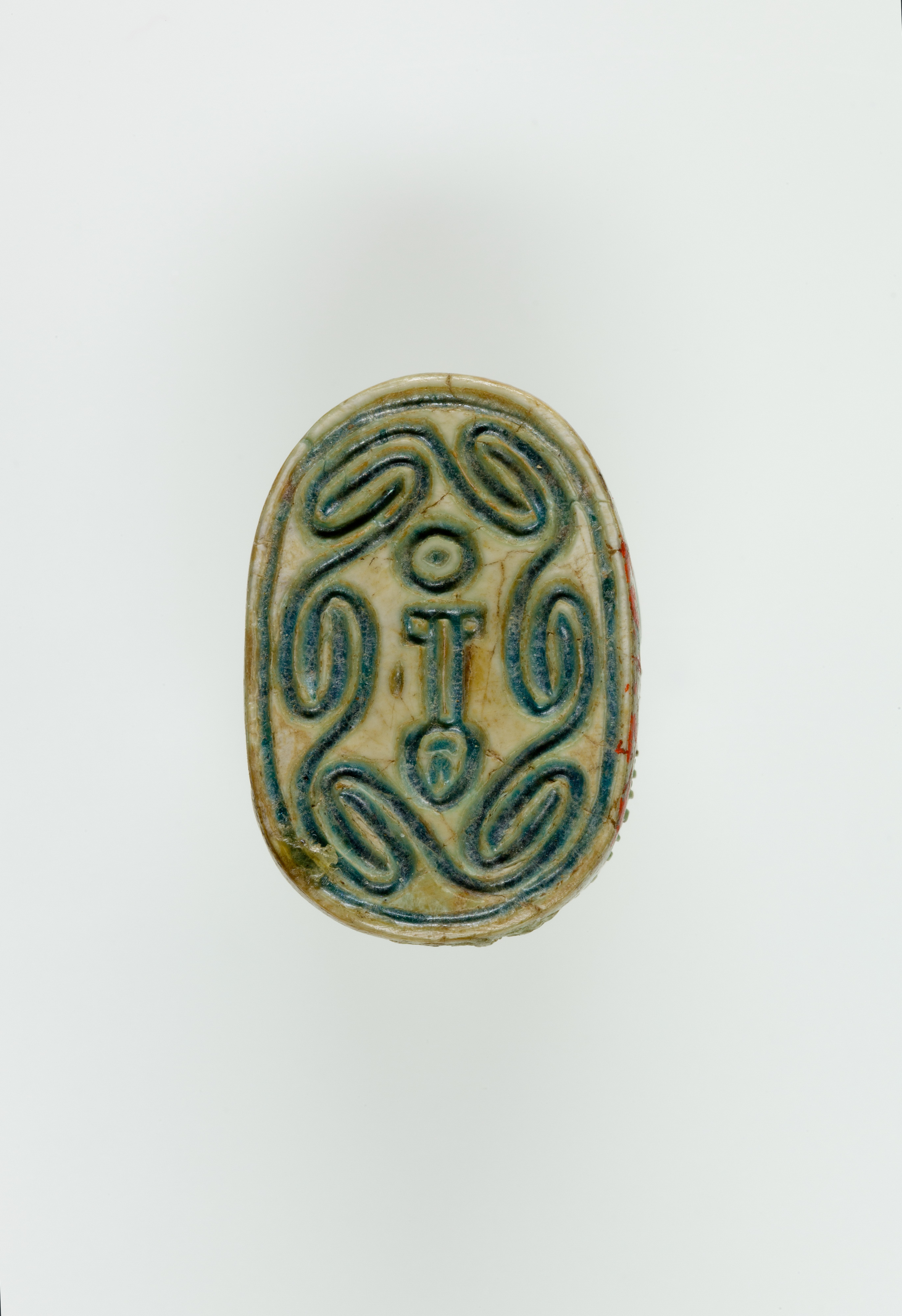 Scarab Incised with Hieroglyphs in Scroll Border