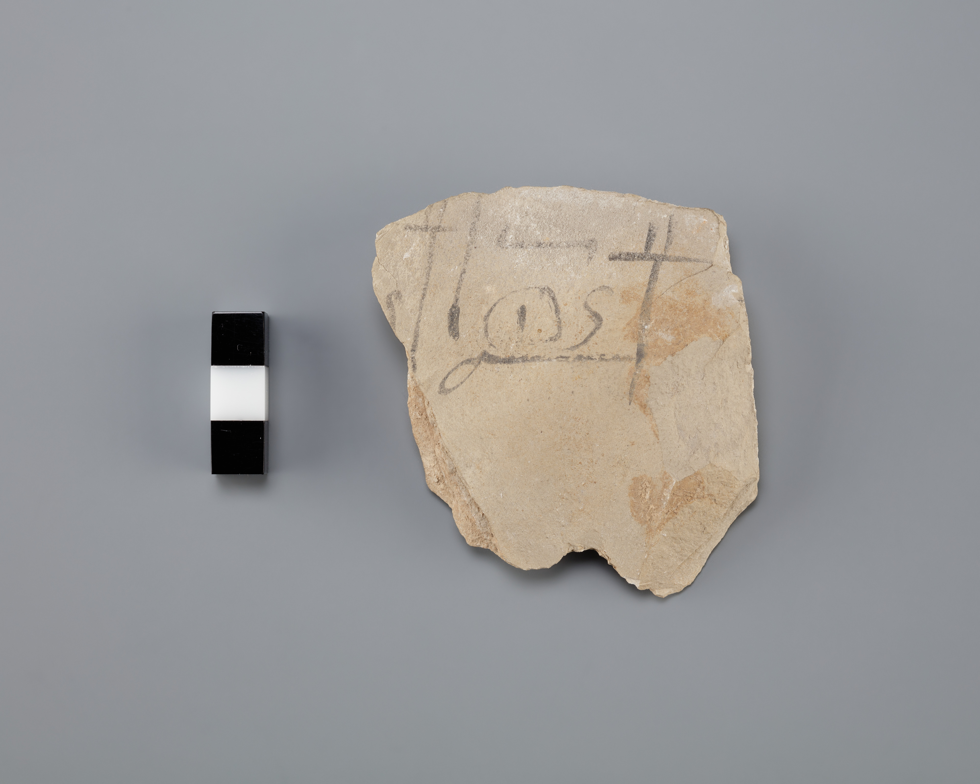 Ostracon with hieroglyph and hieratic
