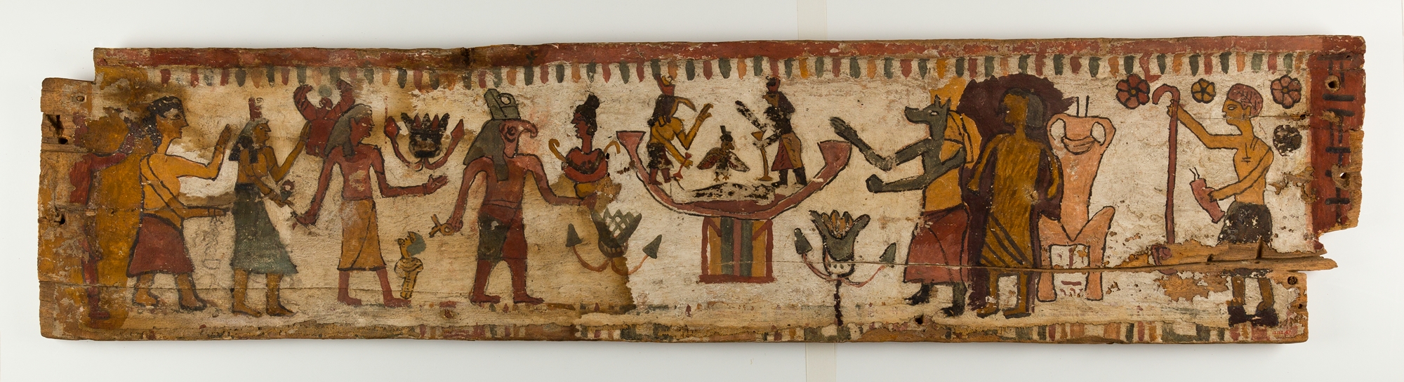 Coffin panel with paintings of funerary rituals and gods