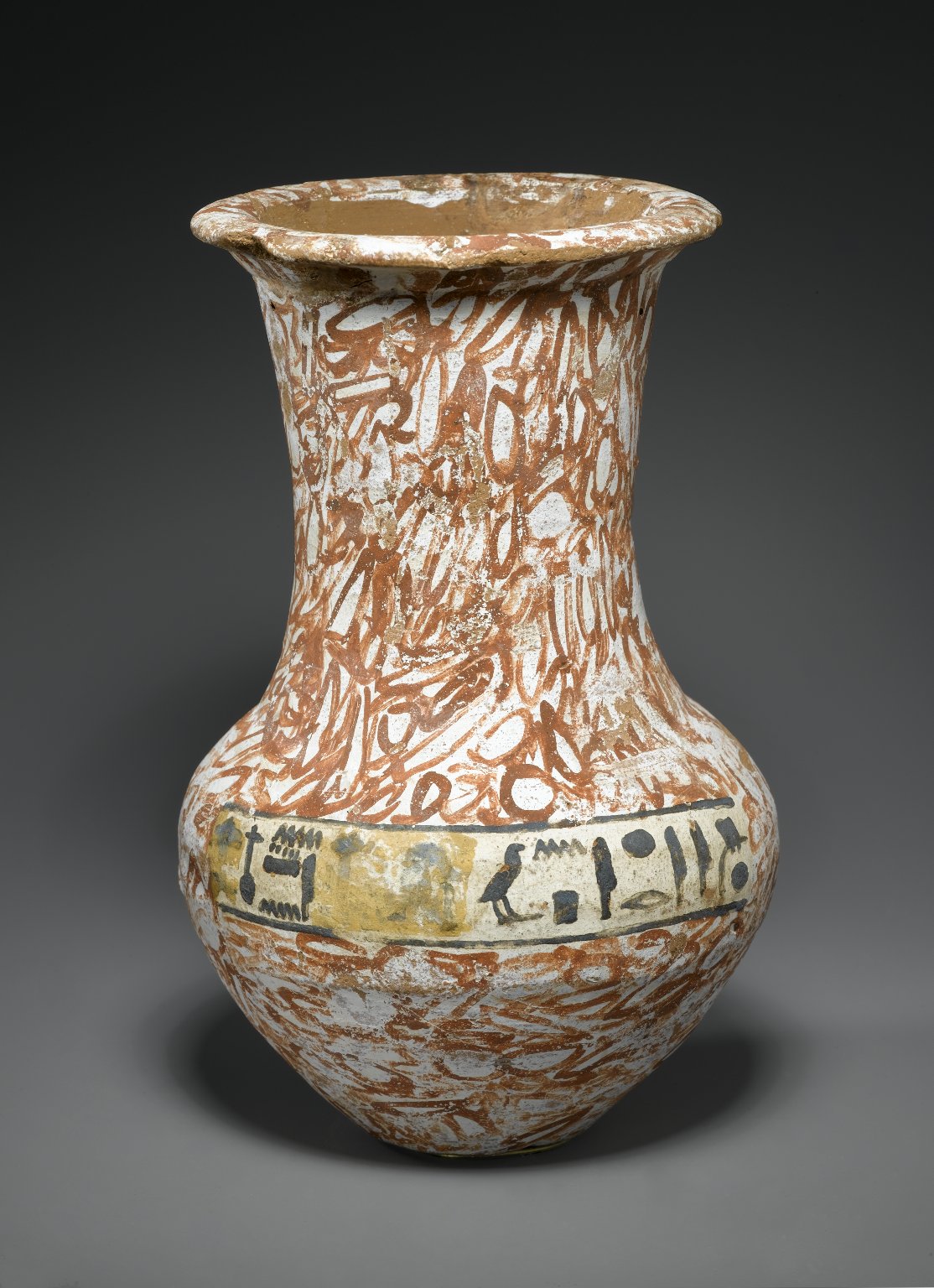 Funerary Vessel of the Wab-priest of Amon, Nefer-her, Painted to Imitate Stone