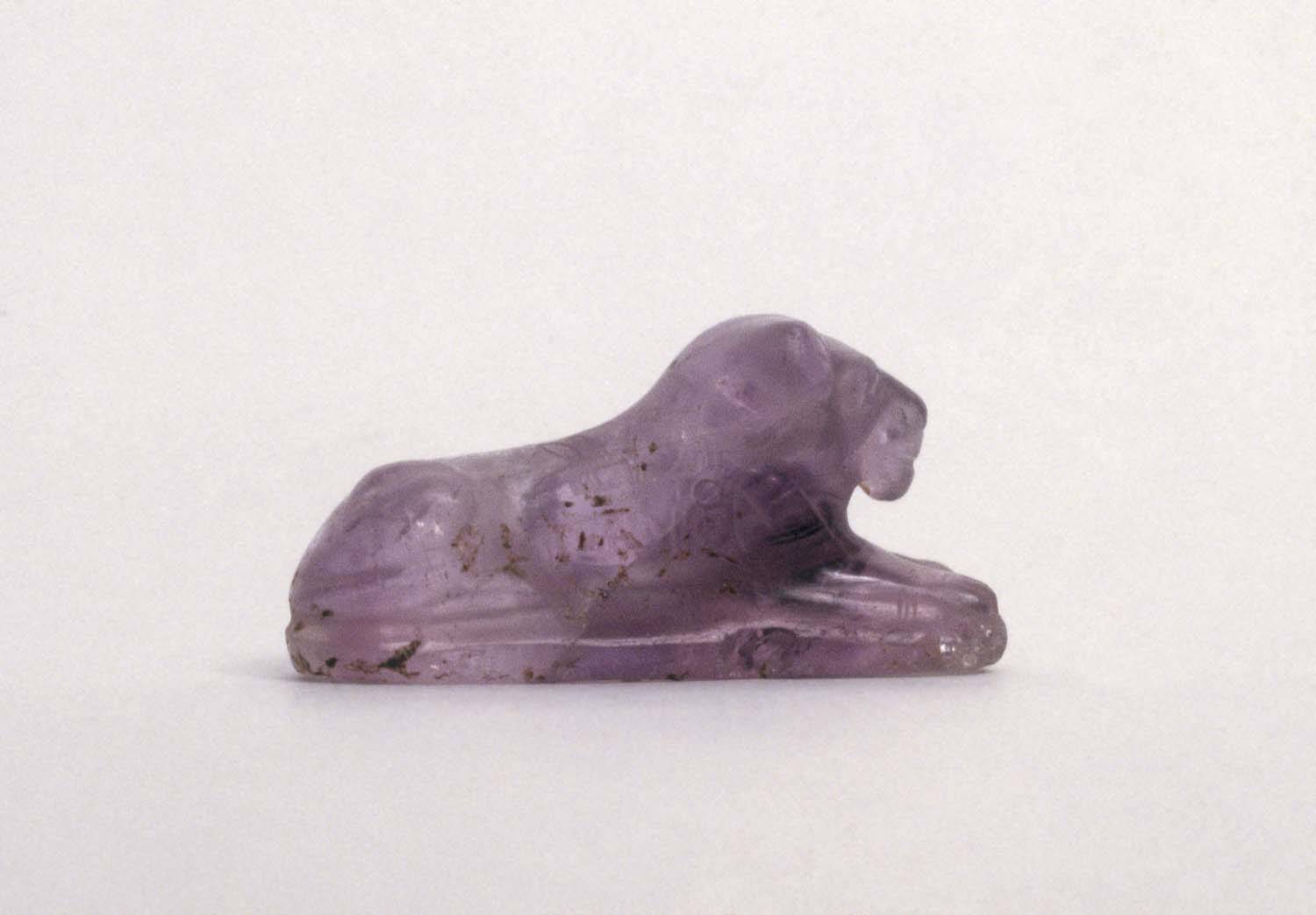 Lion Amulet, Perforated Lengthwise, Inscribed with the Name of Senwosret I and the Epithet "Beloved by the Souls [Ancient Rulers or Gods] of Heliopolis"