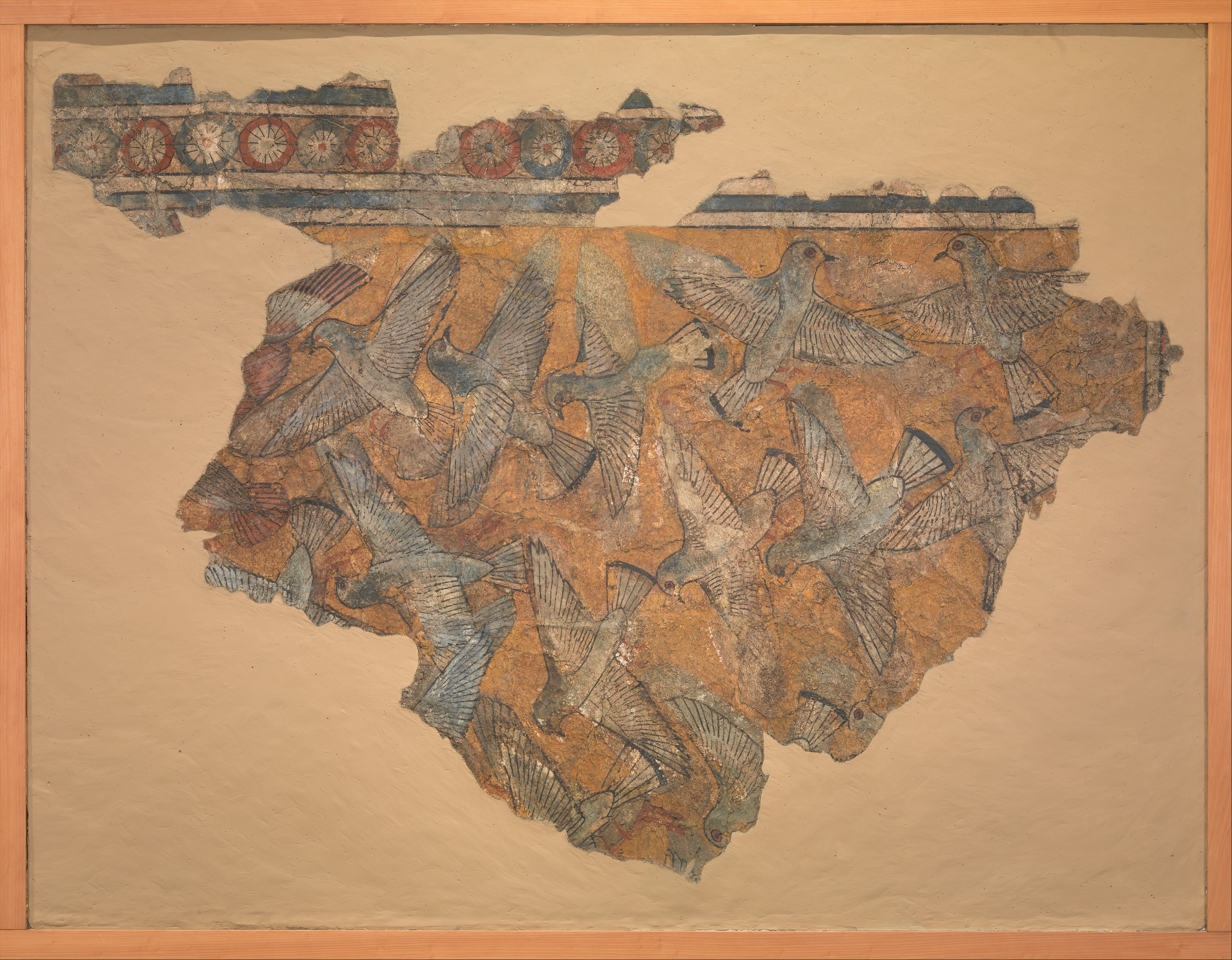 Ceiling Fragment Depicting Pigeons in Flight