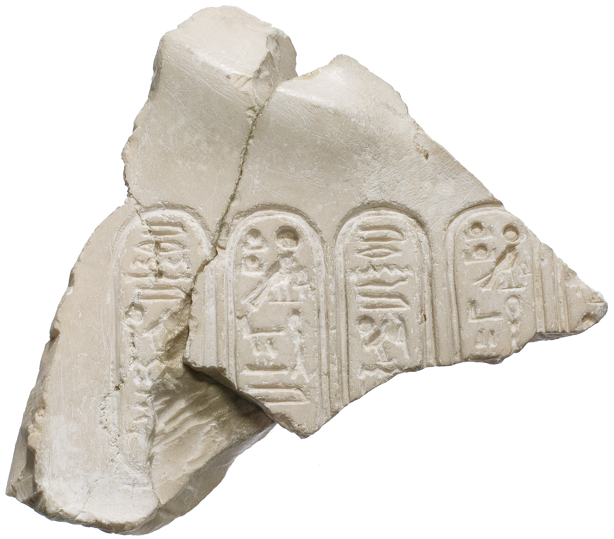 Right chest of Akhenaten prostrate with Aten cartouches