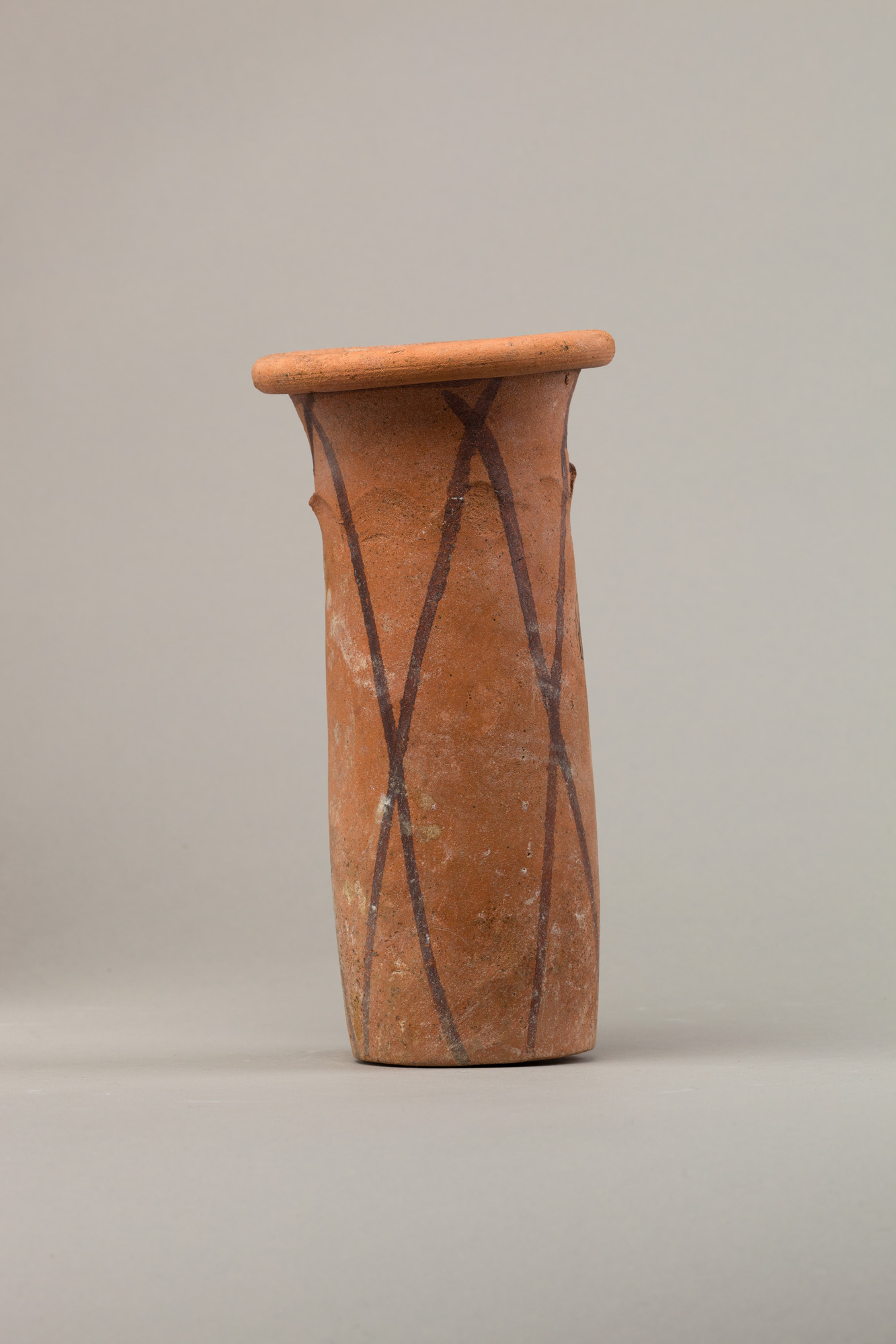 Wavy-handled jar with cross-lined decoration
