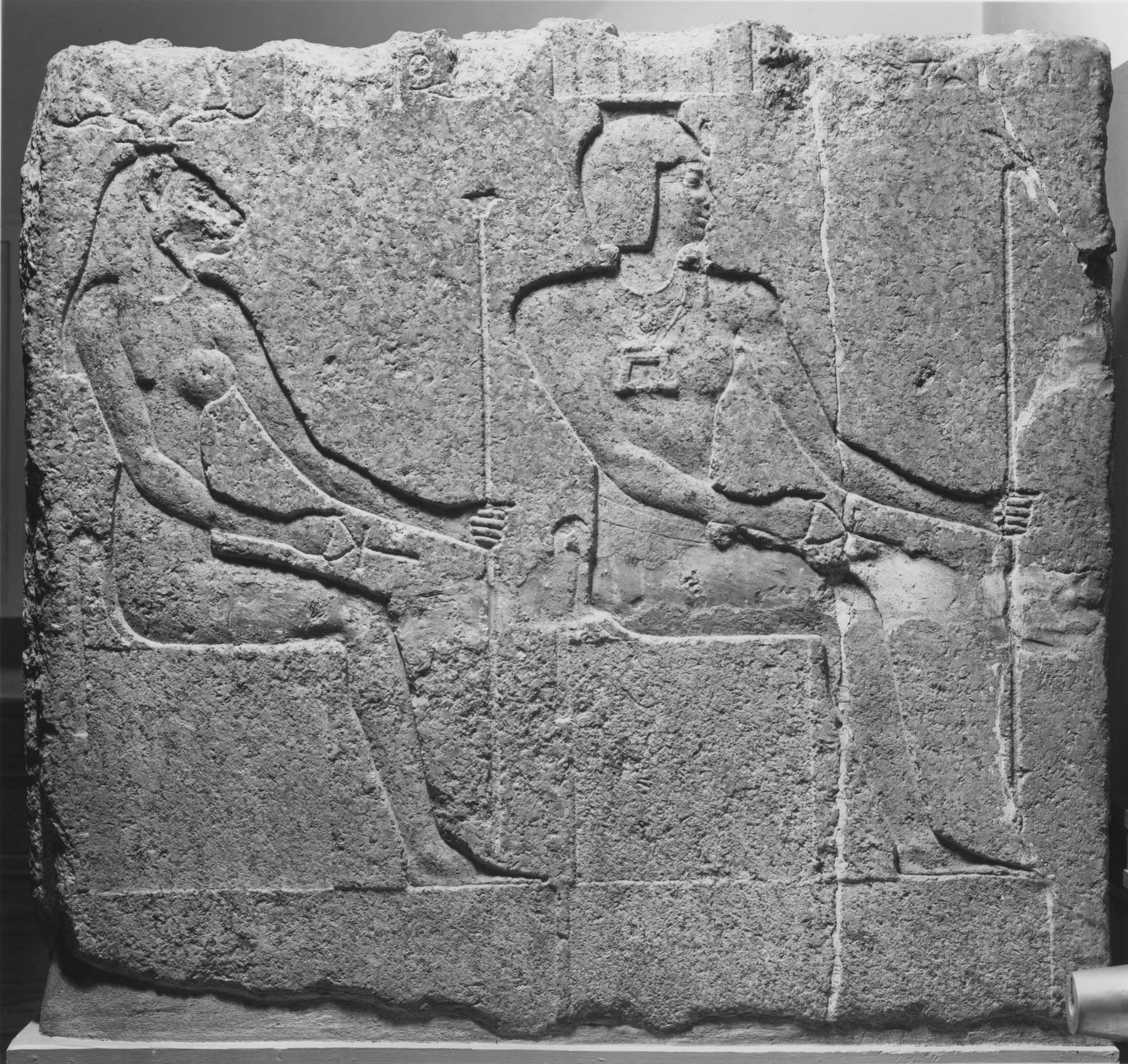 Corner Relief Fragment with King Ptolemy II Philadelphos, Mehyet, and Onuris-Shu