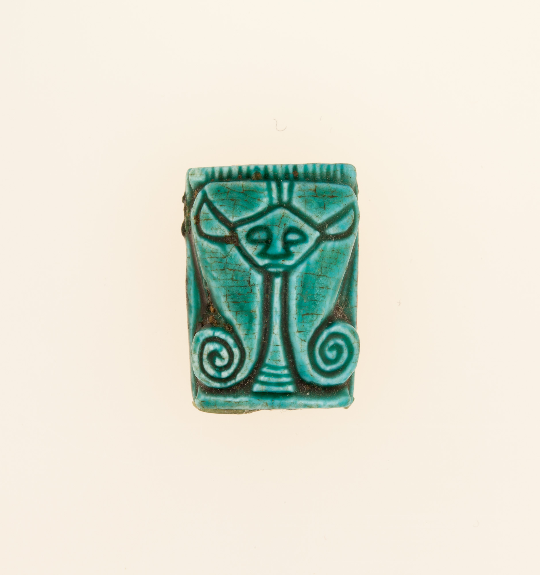 Plaque Bead with the Name of Amenhotep I, Head of Hathor on the Reverse
