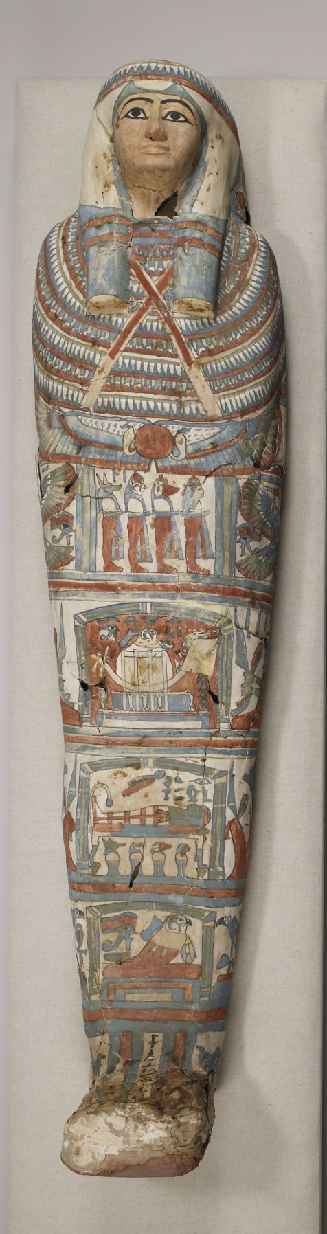 Mummified Human Remains of a Woman Inside a Painted Cartonnage