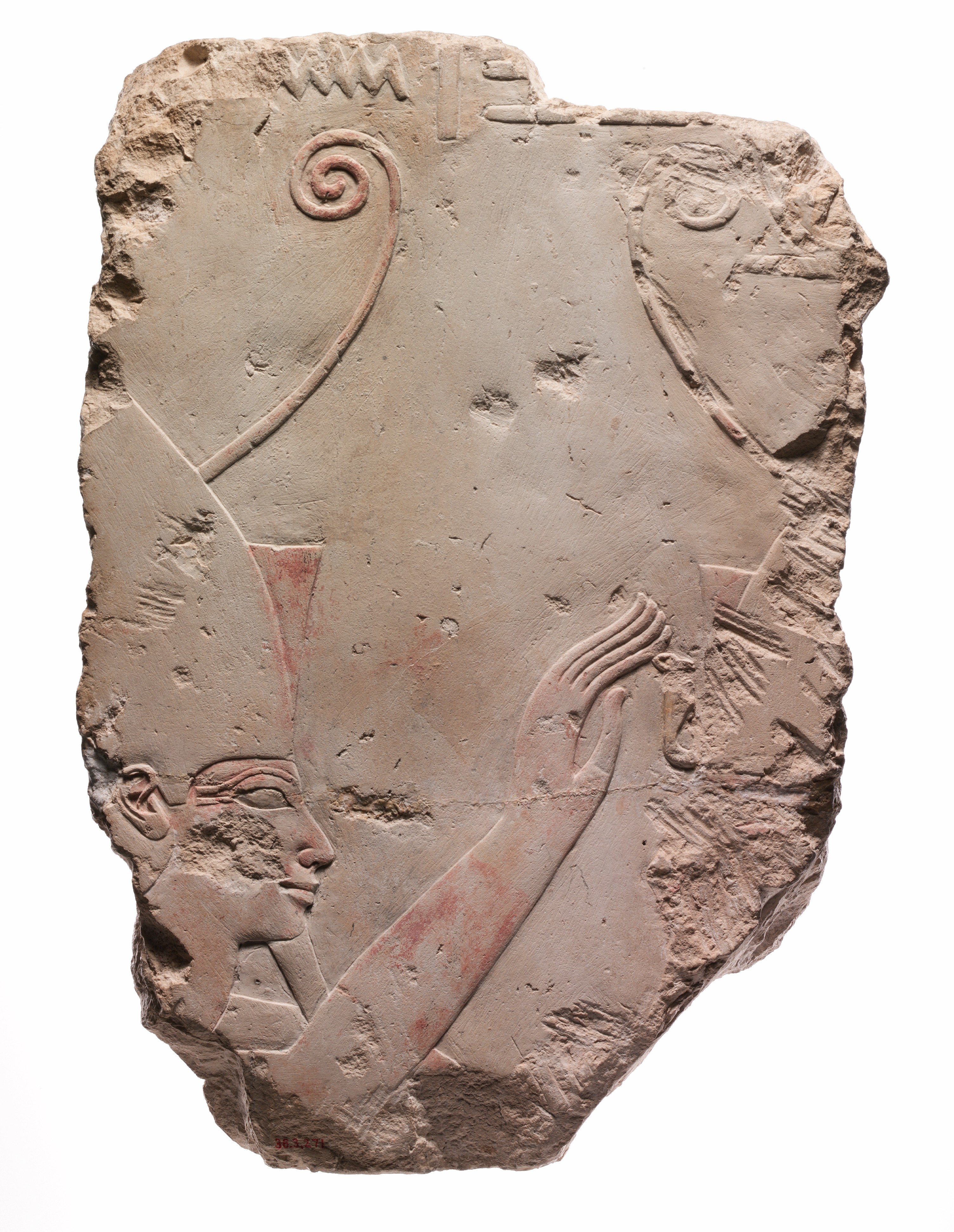 Relief Fragment Depicting Atum and Hatshepsut