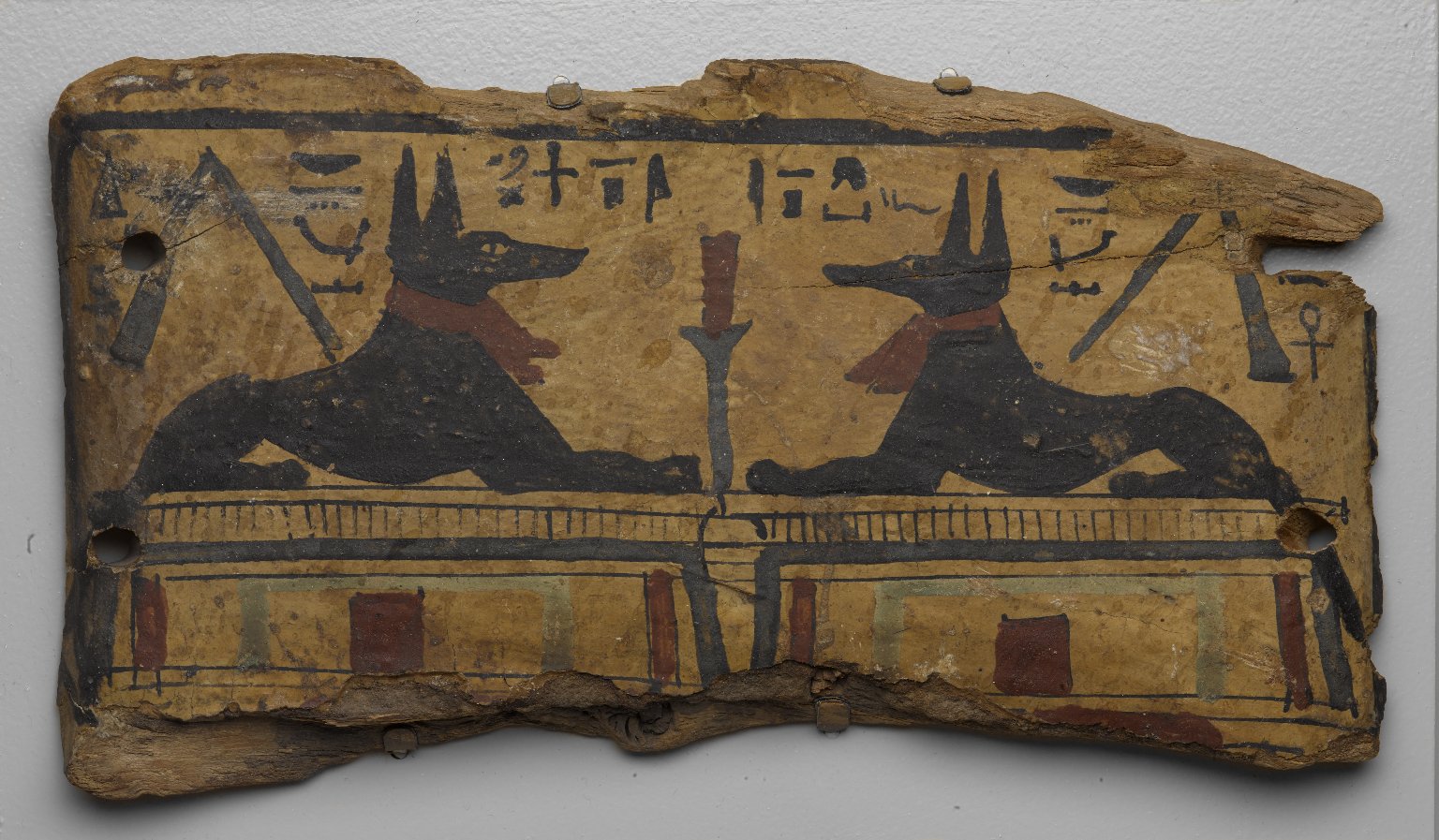 Coffin Fragment with Two Images of Anubis
