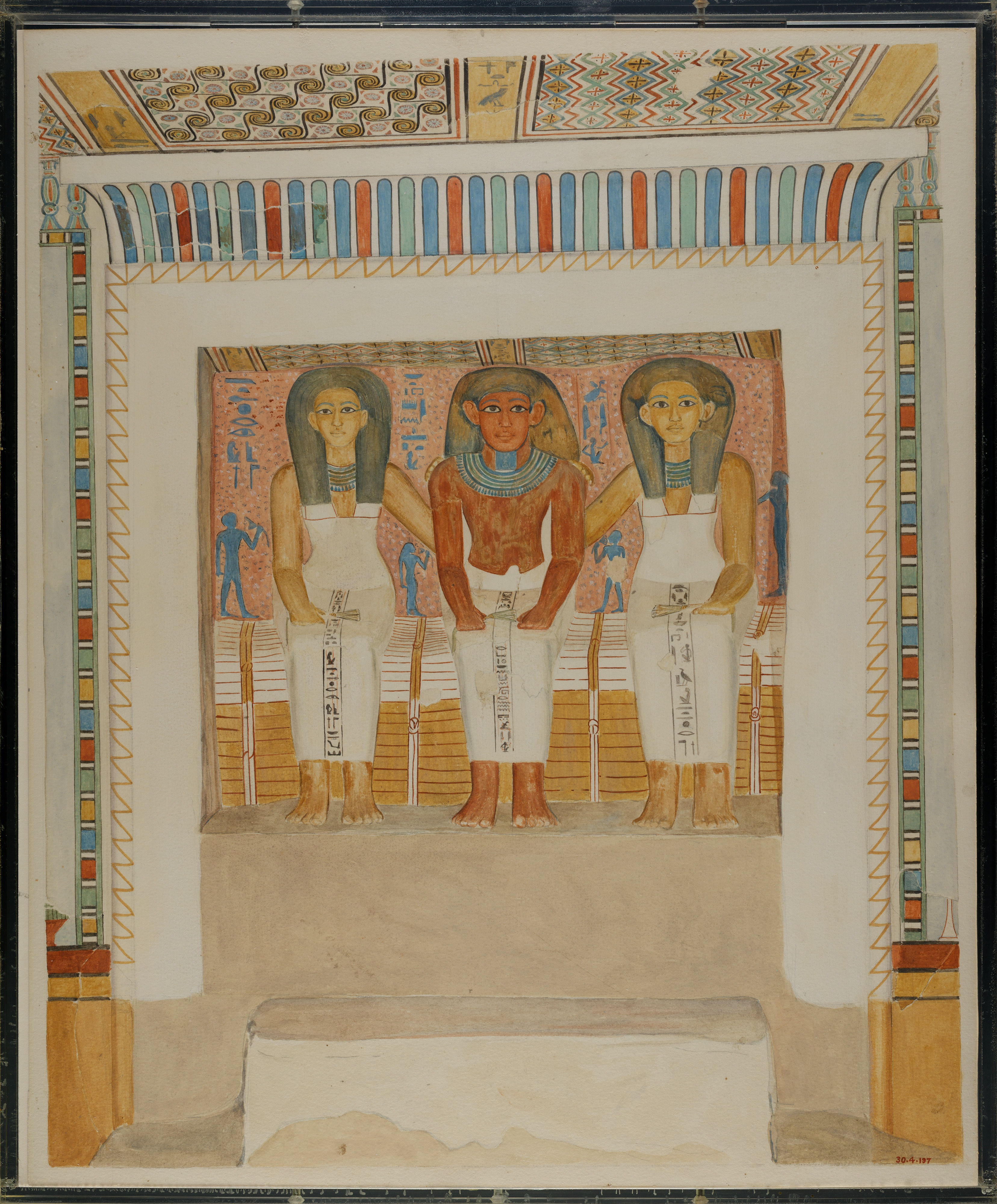 Seated Figures in a Niche, Tomb of Tjay