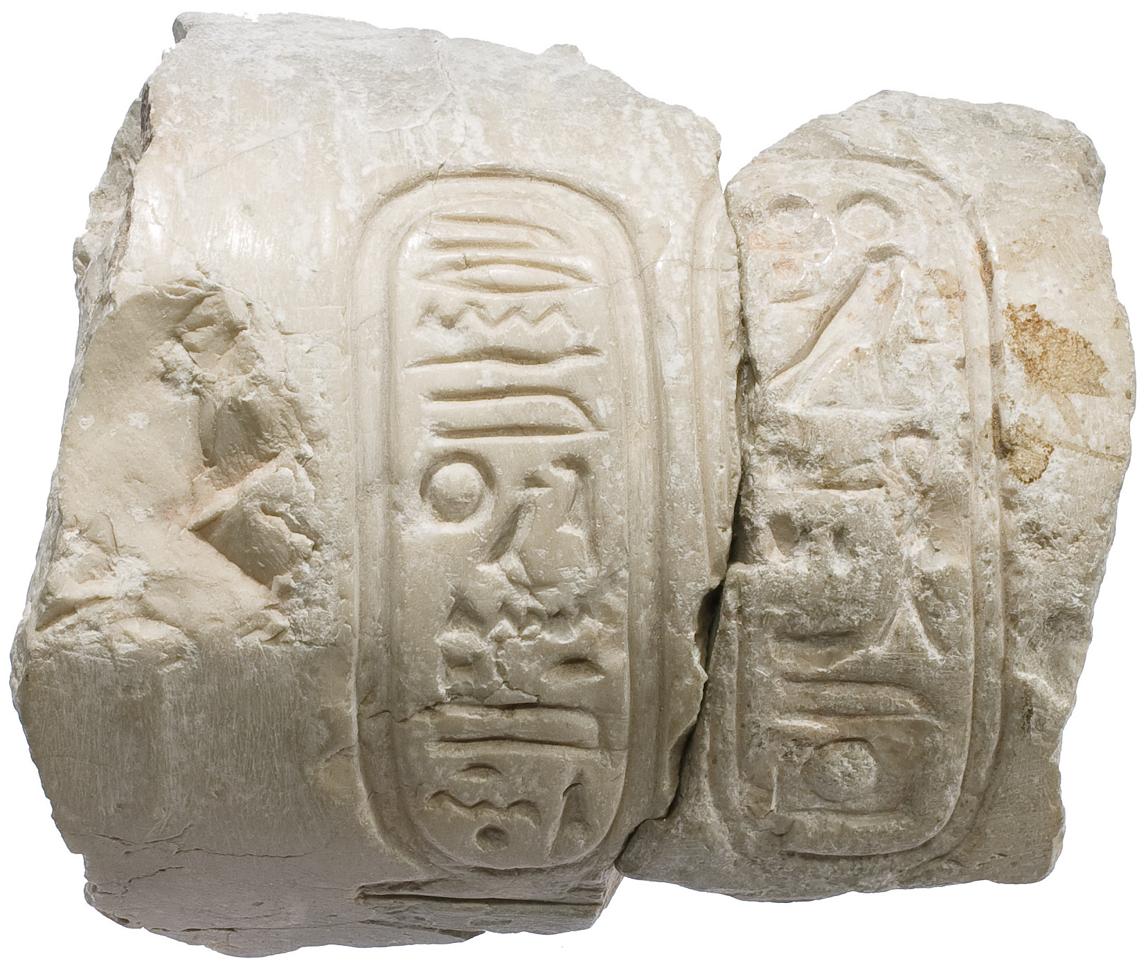 Forearm with pleated garment, Aten cartouches