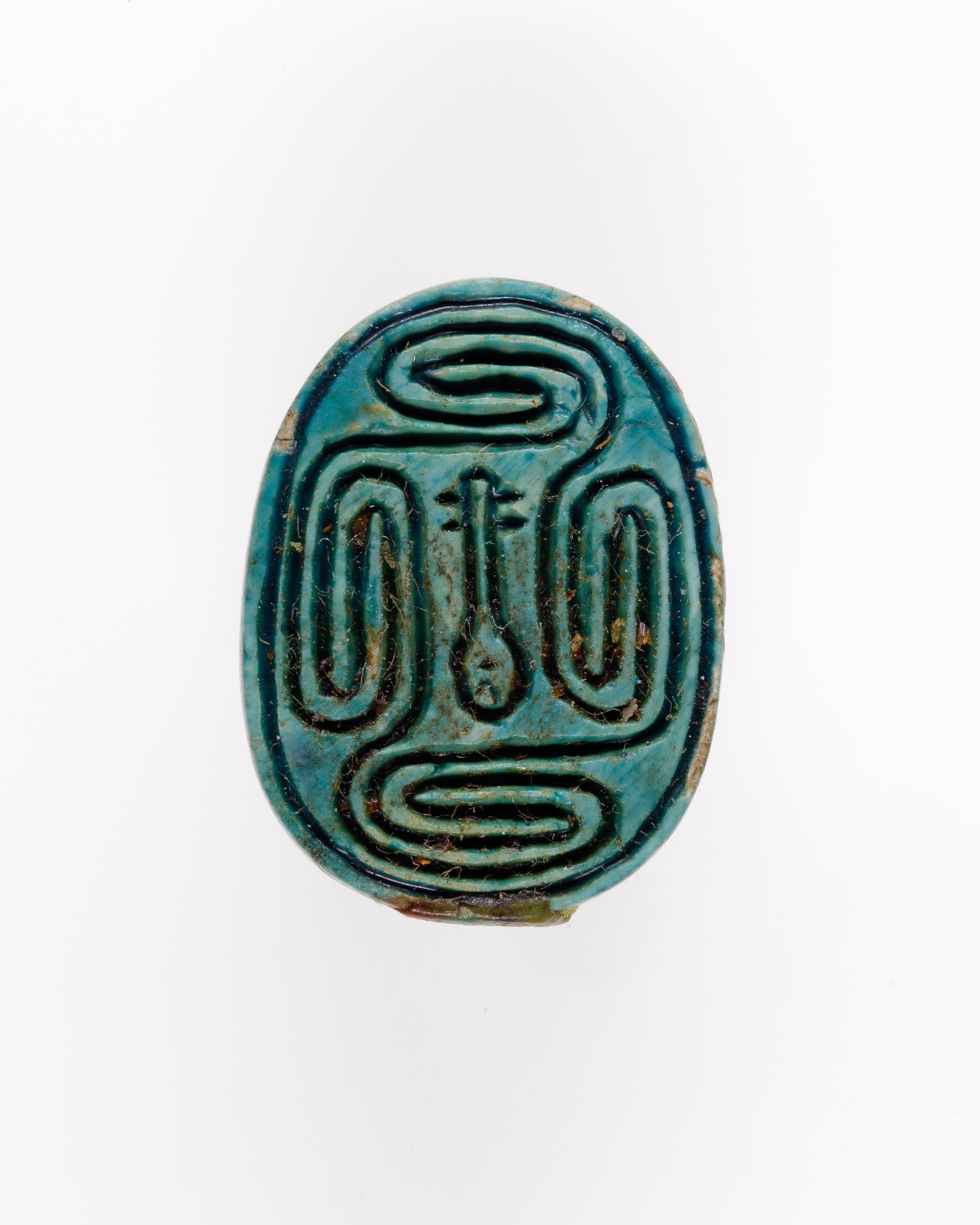 Scarab Incised with Nefer Sign in Scroll Border