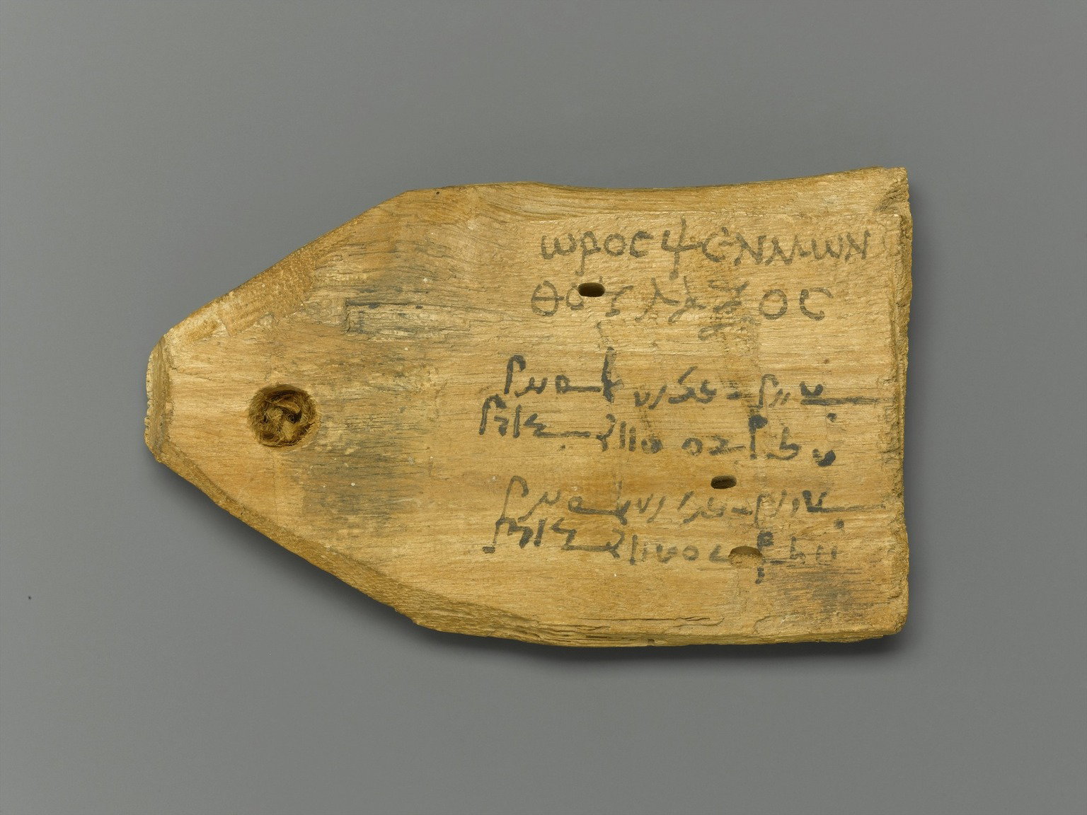 Tag for Mummy of a Stonecutter, with Text in Greek and Demotic